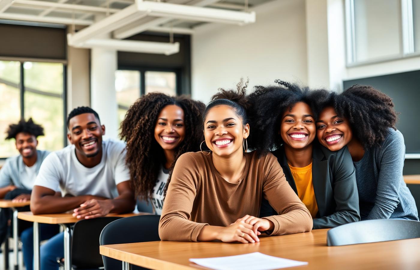 Diverse group of high school students